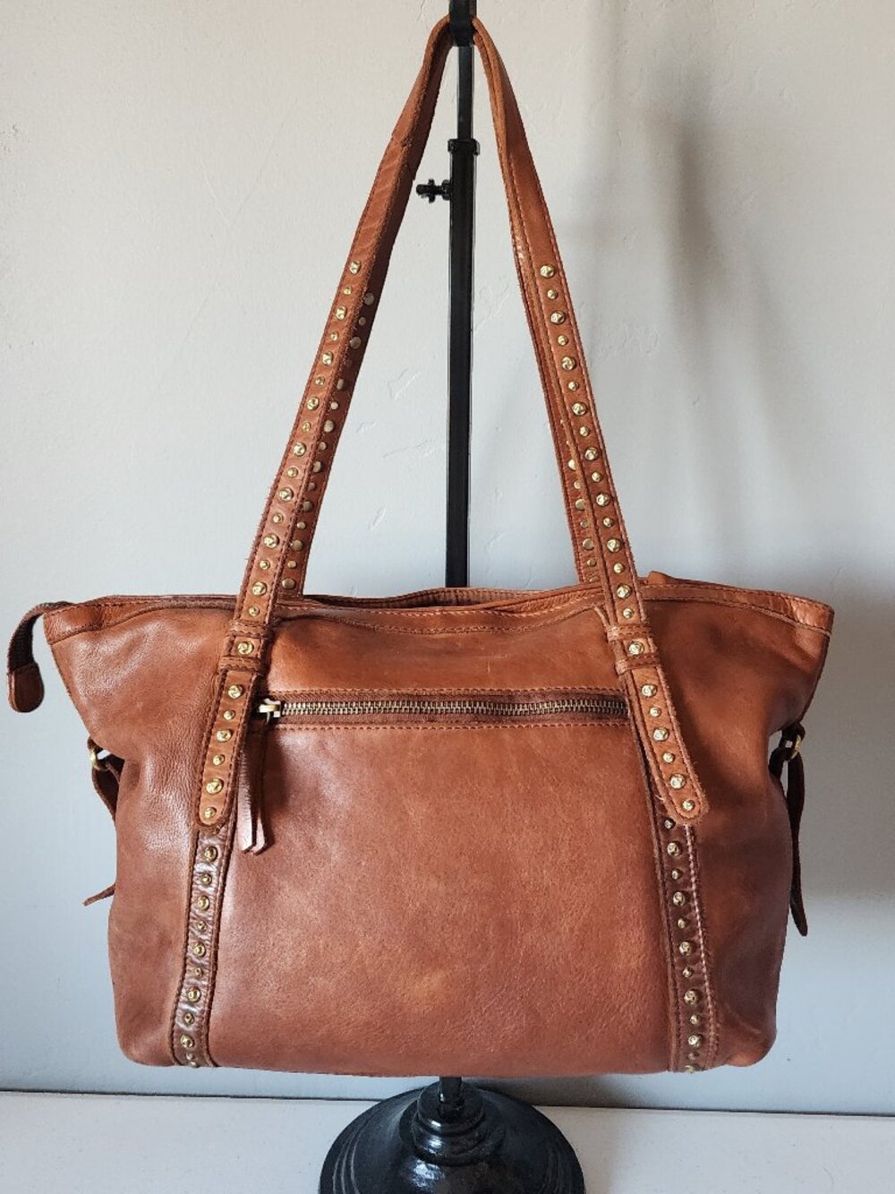 Studded Leather Shoulder Bag "EUC"